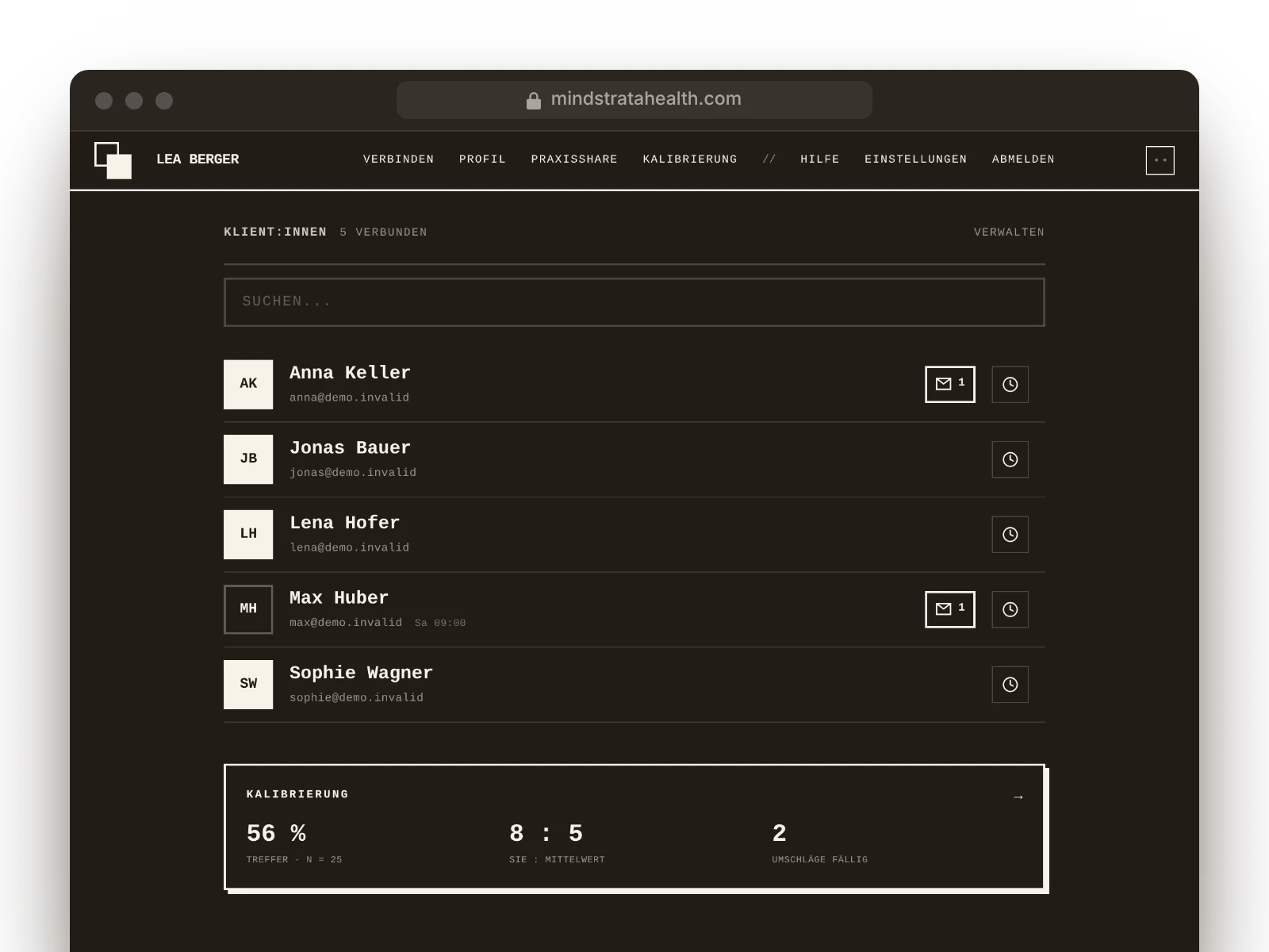 DASHBOARD: Ansicht in Mindstrata