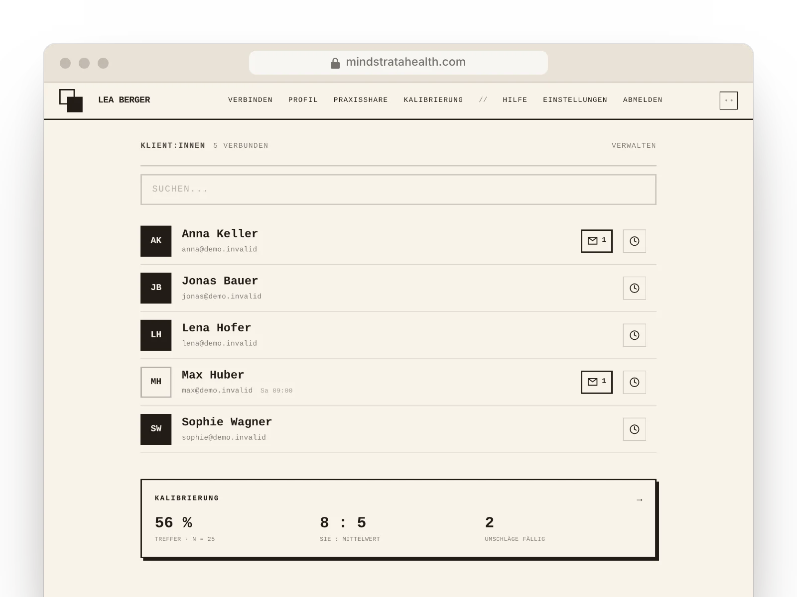 DASHBOARD: Ansicht in Mindstrata