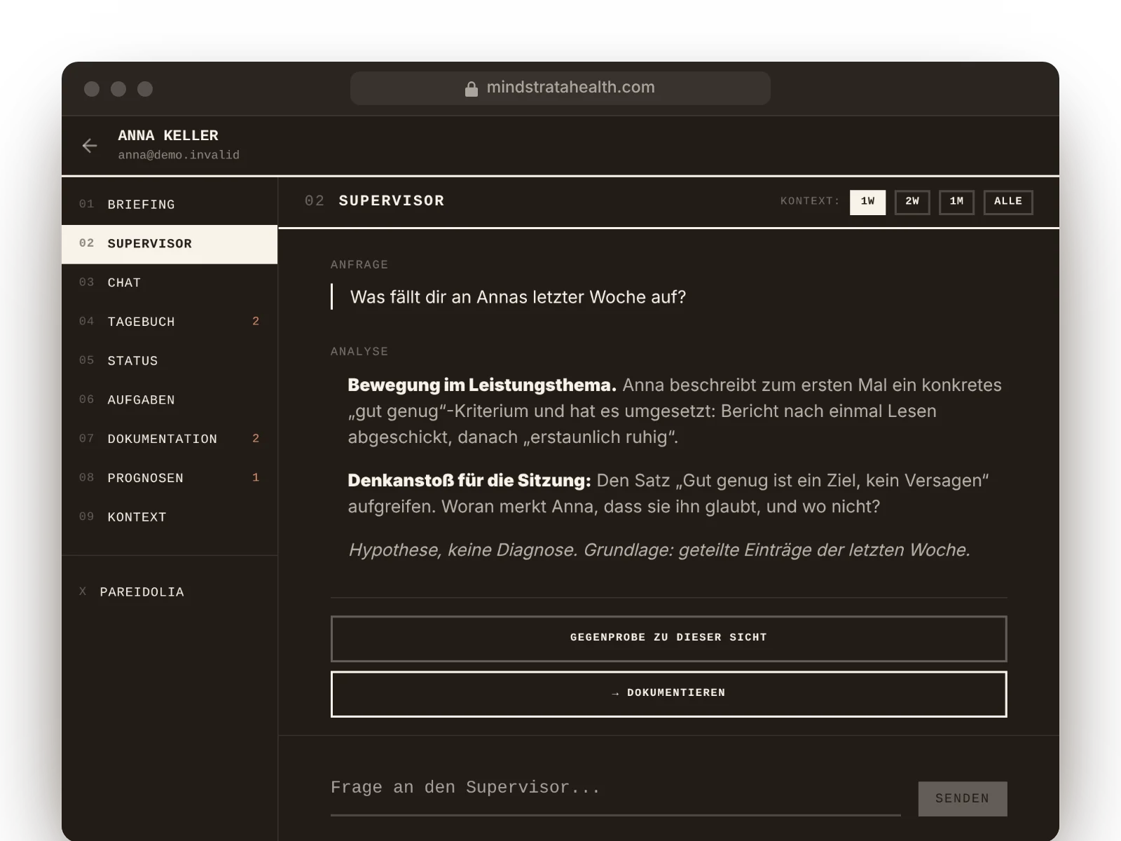SUPERVISION: Ansicht in Mindstrata