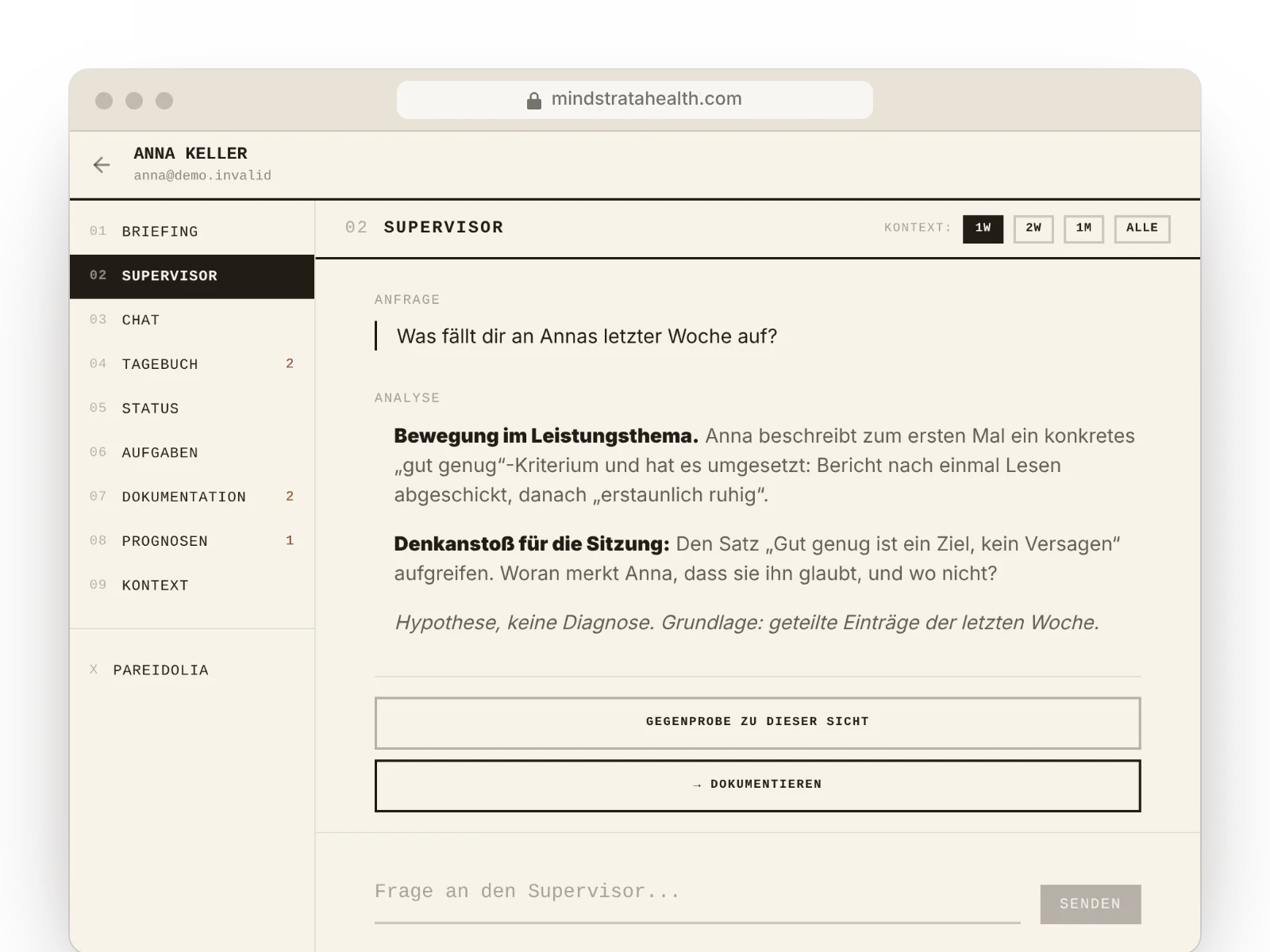 SUPERVISION: Ansicht in Mindstrata